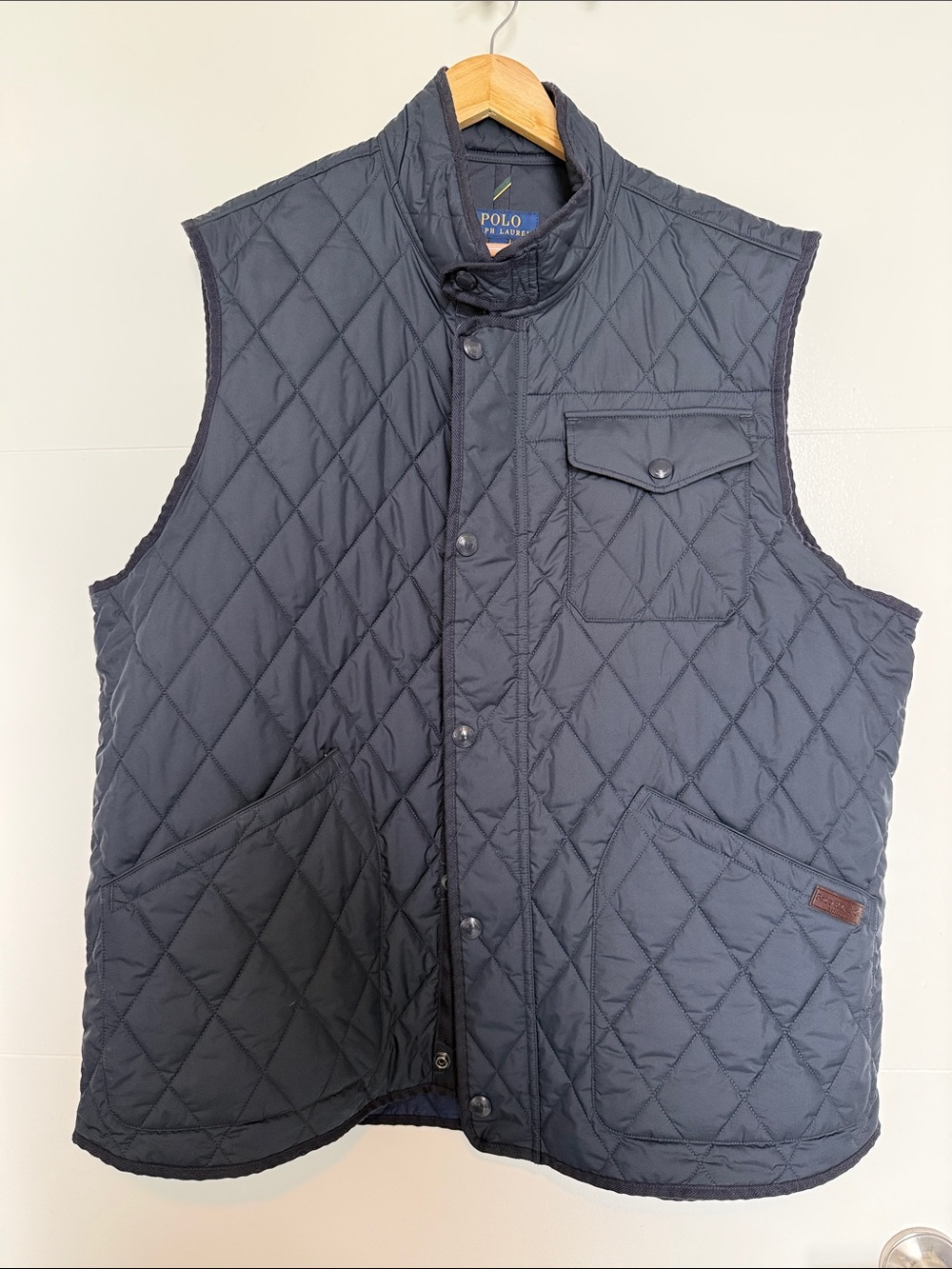 Polo by Ralph Lauren Quilted Dark Blue Snap-Front Vest